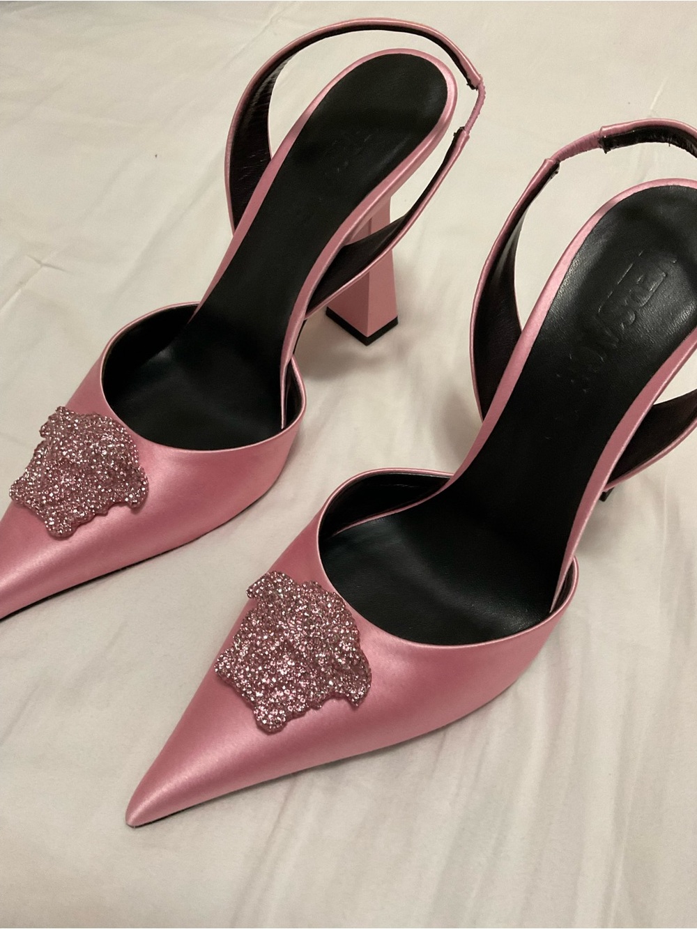 Versace Pink 'La Medusa' Slingback Heels new size 38